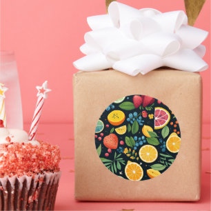 Colourful Fresh Fruit Pattern Classic Round Sticker