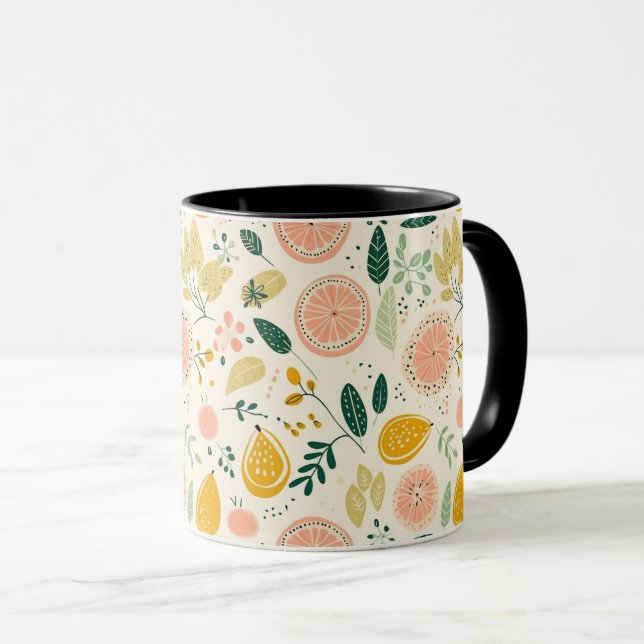 Colourful Fresh Orange Citrus Fruit Seamless Mug (Front Right)
