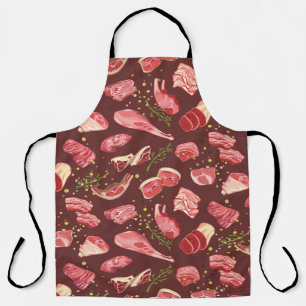 Colourful fresh pork meat seamless pattern with va apron