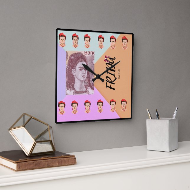 Colourful Frida Square Wall Clock (Office)