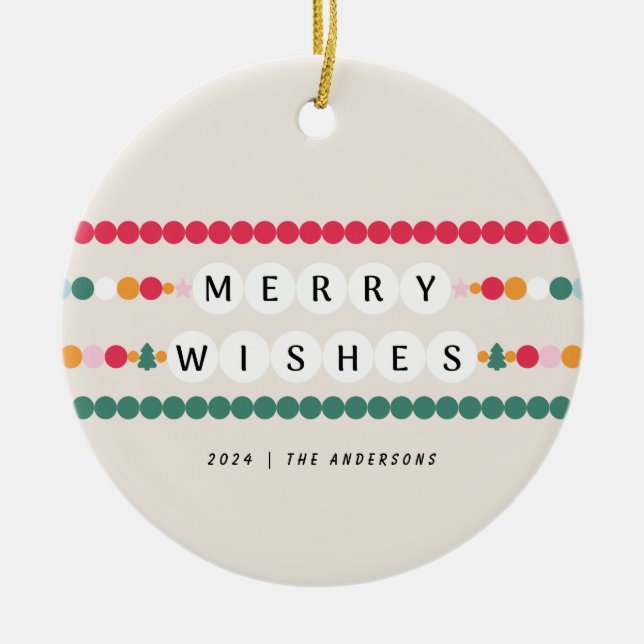 Colourful Friendship Bracelet Merry Wishes Cheerfu Ceramic Tree Decoration (Front)