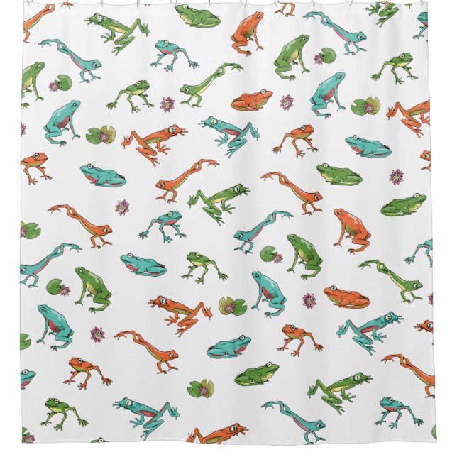 Colourful Frog pattern Shower Curtain (Front)