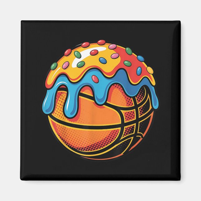 Colourful Frosted Basketball Dessert Style Artwork Magnet (Front)