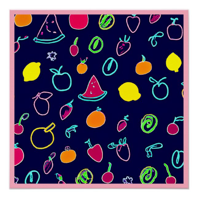 Colourful Fruit Fantasia Design Poster (Front)