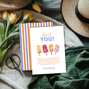 Colourful Fruit Ice Cream Popcicle Baby Shower Thank You Card