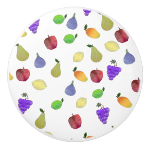 Colourful Fruit Illustration Ceramic Knob