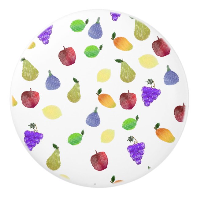 Colourful Fruit Illustration Ceramic Knob (Front)