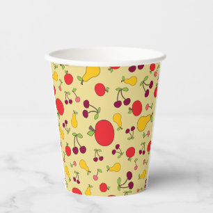Colourful Fruit Pattern Apples Cherries and Pears Paper Cups