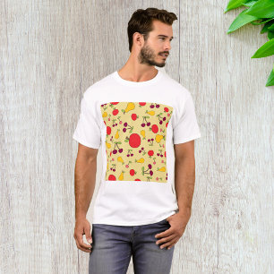 Colourful Fruit Pattern Apples Cherries and Pears  T-Shirt