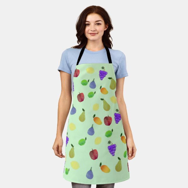 Colourful Fruit Pattern Apron (Worn)