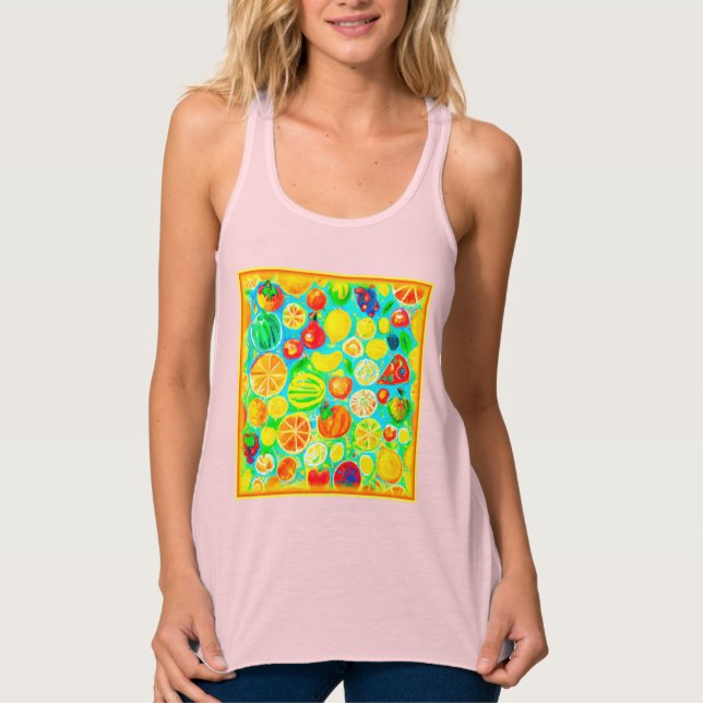Colourful Fruit Pattern. Buy Now Singlet (Front)