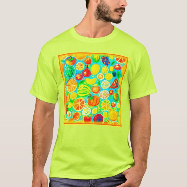 Colourful Fruit Pattern. Buy Now T-Shirt (Front)