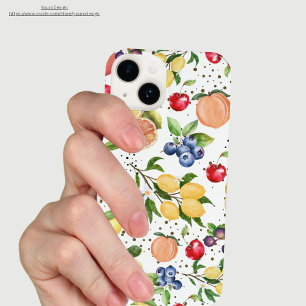Colourful fruit pattern Citrus blue berries iPhone 14 Case