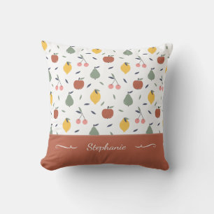 Colourful Fruit Pattern First Name Red Throw Pillo Cushion