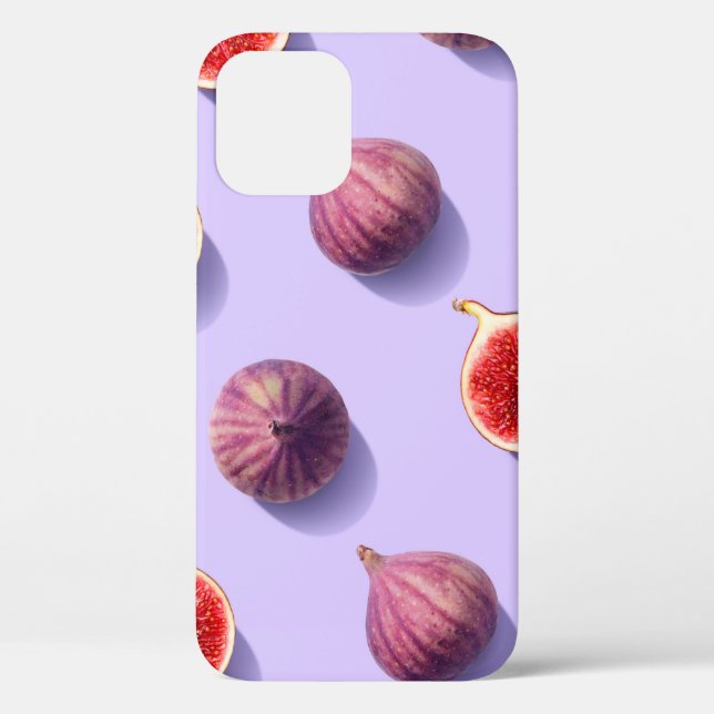 Colourful fruit pattern of fresh figs on purple pa Case-Mate iPhone case (Back)