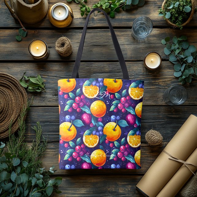Colourful Fruit Pattern Tote Bag - Personalised  (Creator Uploaded)