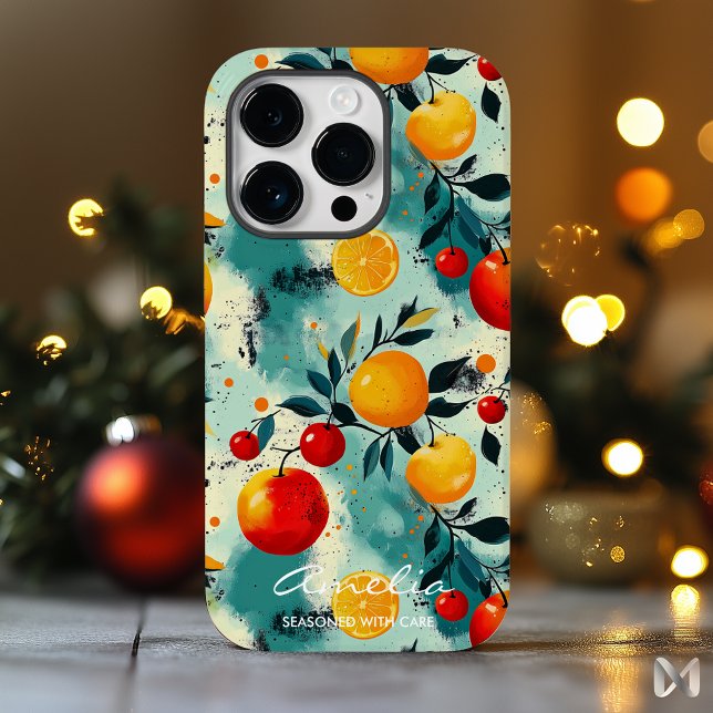 Colourful Fruit Pattern with Citrus and Berries iPhone Case (Creator Uploaded)