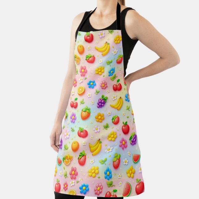 Colourful Fruit Pattern With Flowers and Fruits Apron (Insitu)