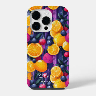 Colourful Fruit Pattern with Vibrant Citrus & Berr iPhone 14 Pro Case