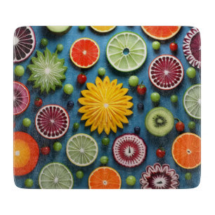 Colourful Fruit Pieces Cutting Board