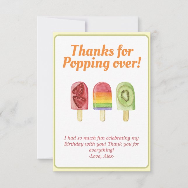 Colourful Fruit Popsicle Summer  Thank You Card (Front)