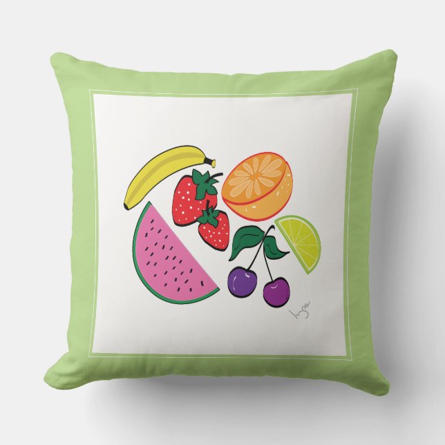 Colourful Fruit Summer, Cool, Fun Cushion (Front)