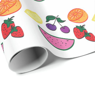 Colourful Fruit Summer Pattern, Cool Wrapping Paper