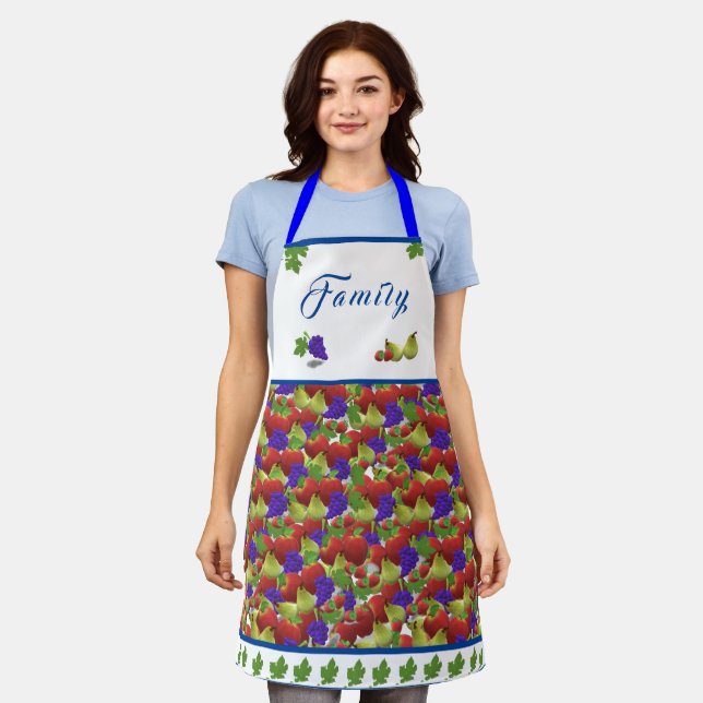 Colourful Fruit-Themed Kitchen Apron (Worn)