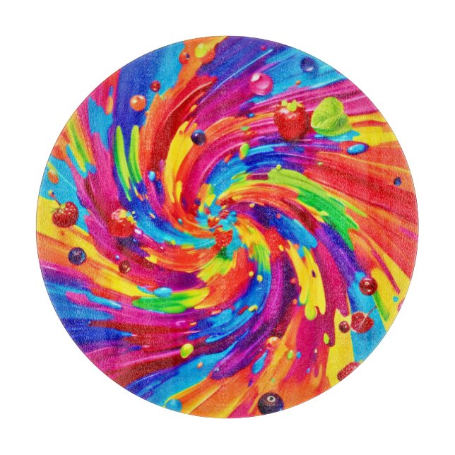 Colourful Fruit Vortex Cutting Board (Front)