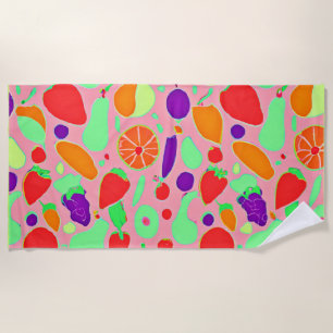 Colourful Fruitful Spectrum Pattern Beach Towel