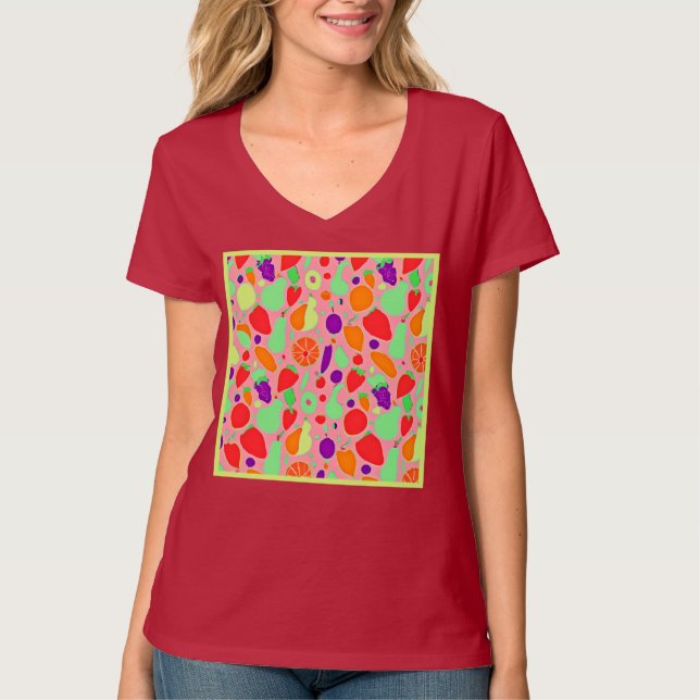 Colourful Fruitful Spectrum Pattern T-Shirt (Front)