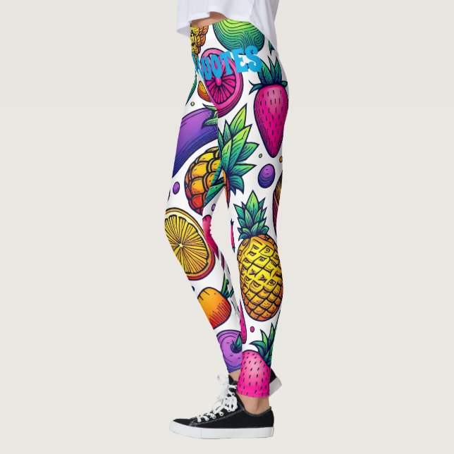 Colourful Fruits and Vegetables Pattern  Leggings (Left)