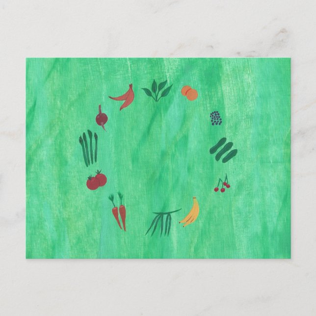 Colourful Fruits and Vegetables Postcards (Front)
