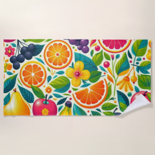 Colourful fruits  beach towel