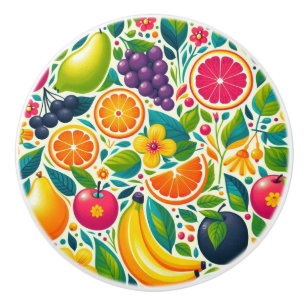 Colourful fruits ceramic knob