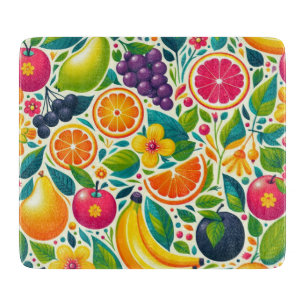 Colourful fruits cutting board
