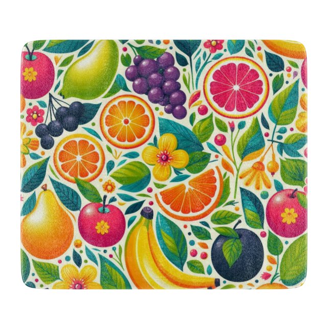 Colourful fruits  cutting board (Front)