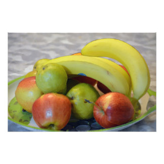 colourful fruits image print. Banana, apples, pear Photo Print