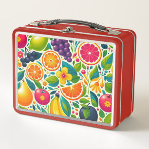 Colourful fruits metal lunch box