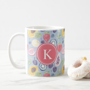 Colourful Fruits Monogram Spring Pattern Coffee Mug