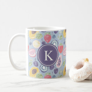 Colourful Fruits Monogram Spring Pattern Coffee Mug