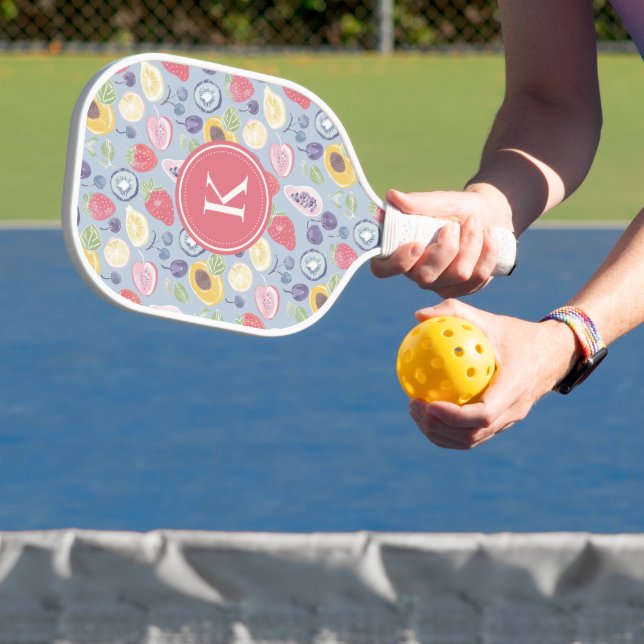 Colourful  Fruits  Monogram Spring Pattern Pickleball Paddle (Insitu)