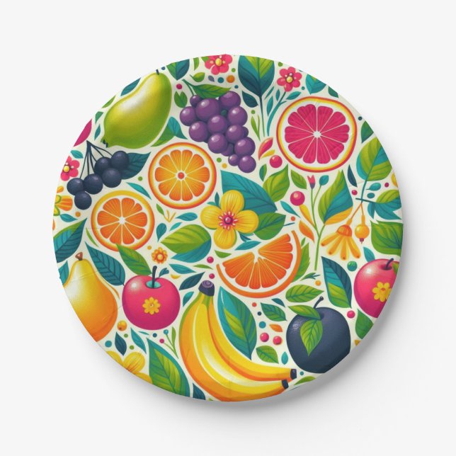 Colourful fruits  paper plate (Front)