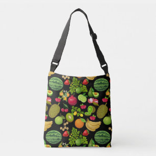 Colourful Fruits Pattern 01.b Black BG Crossbody Bag