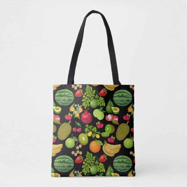 Colourful Fruits Pattern 01.b Black BG Tote Bag (Front)