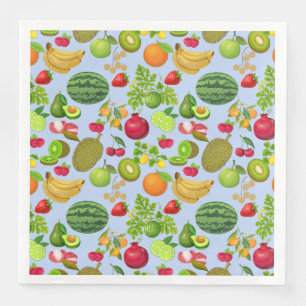 Colourful Fruits Pattern 01.b Lblue BG Napkin