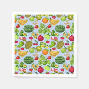 Colourful Fruits Pattern 01.b Lblue BG Napkin