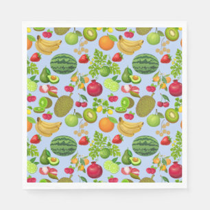 Colourful Fruits Pattern 01.b Lblue BG Napkin
