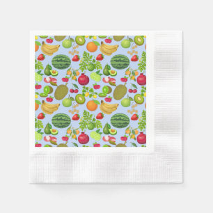 Colourful Fruits Pattern 01.b Lblue BG Napkin