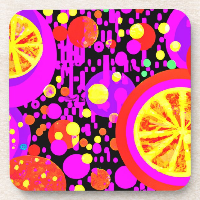 Colourful Fruits Pattern Coaster (Front)